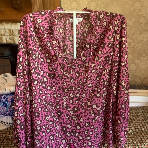 Nanette Lenore tassel front animal print blouse. Wornnonce - Picture 1 of 6